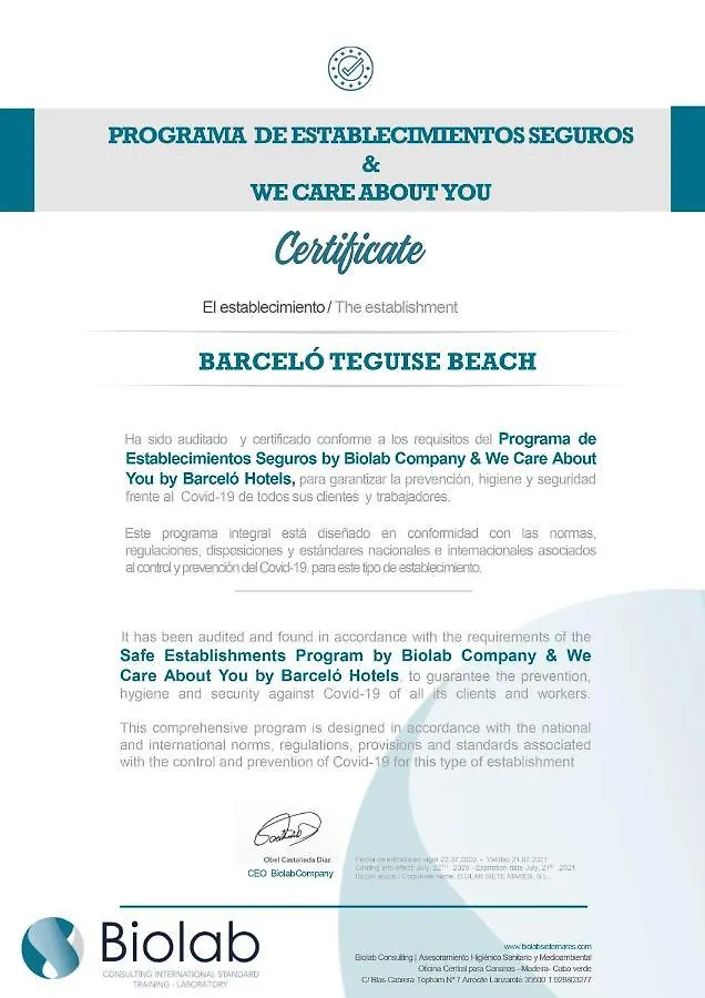 Barcelo Teguise Beach - Adults Only Costa Teguise Spain